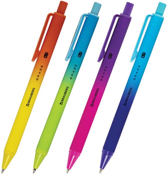 Ручка шар авт синяя Brauberg "GRADE" корпус soft-touch