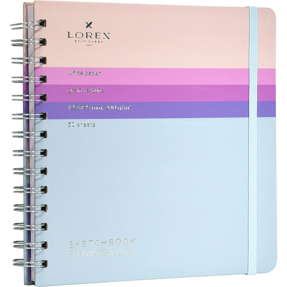 Скетчбук 30л 195*195 LOREX CURLY AQUARELLE GRADIENT TOUCH 200г/м2